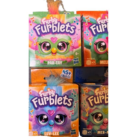 Furby Furblets Electronic Mini Plush Complete Set of 6 Speaks Furbish Harmonize - Picture 2 of 16